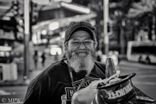 Queen Street Auckland city, black and white photo by Mike Wheelton